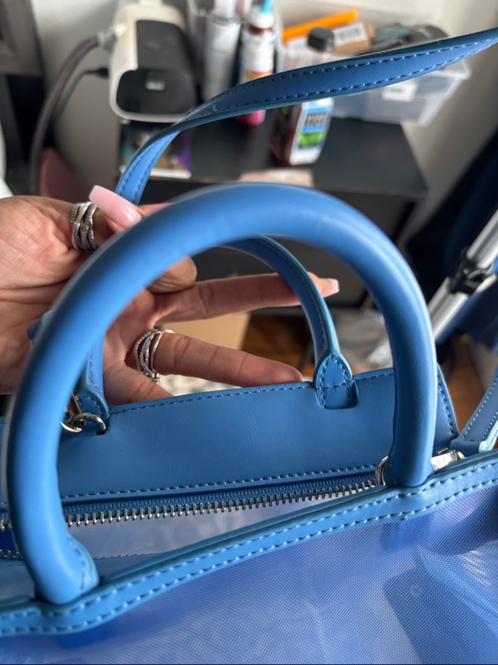 Brandon Blackwood Bright Blue Clear Mini Satchel - Picture 7 of 9